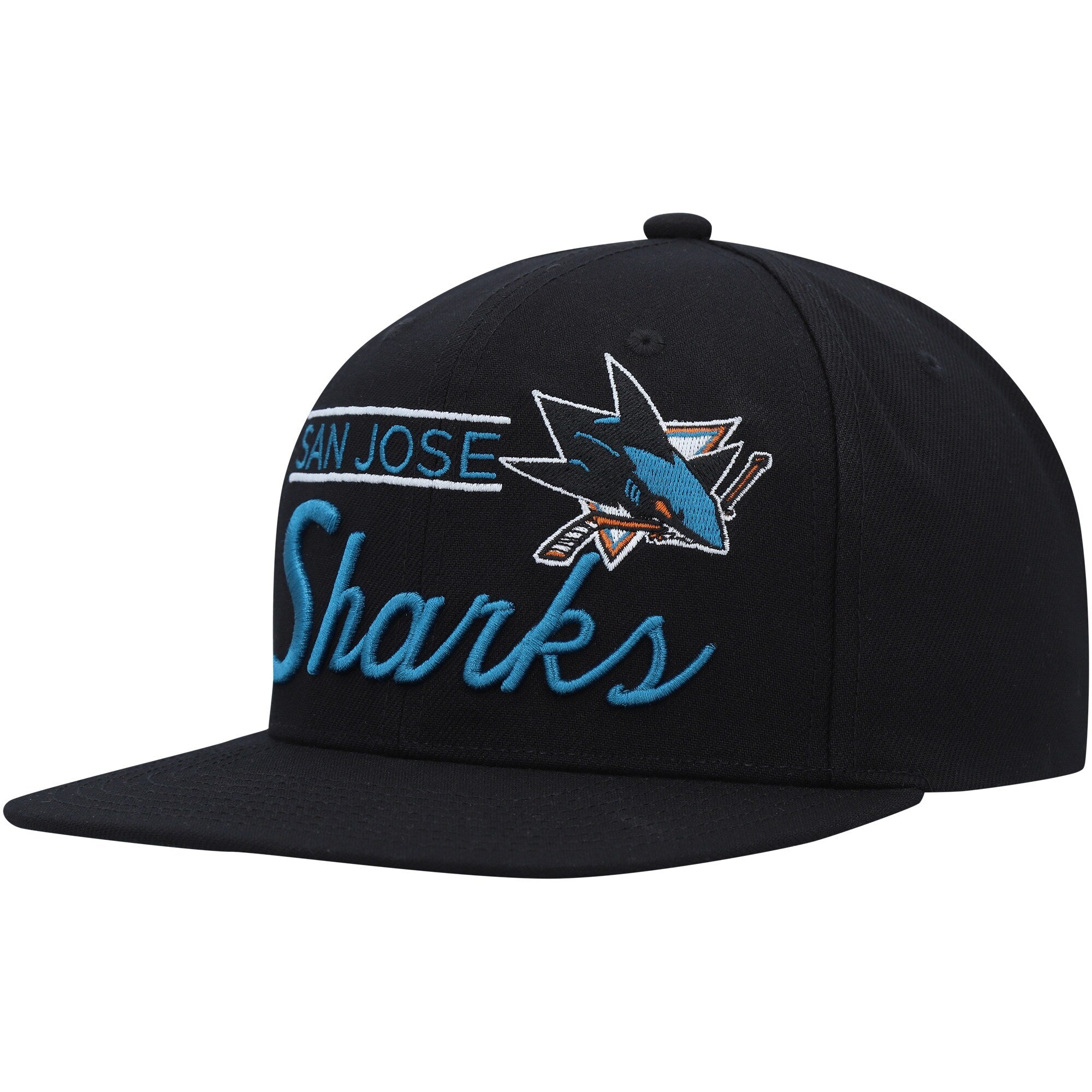 MENS MITCHELL & NESS NHL RETRO LOCK UP SNAPBACK SHARKS - BLACK