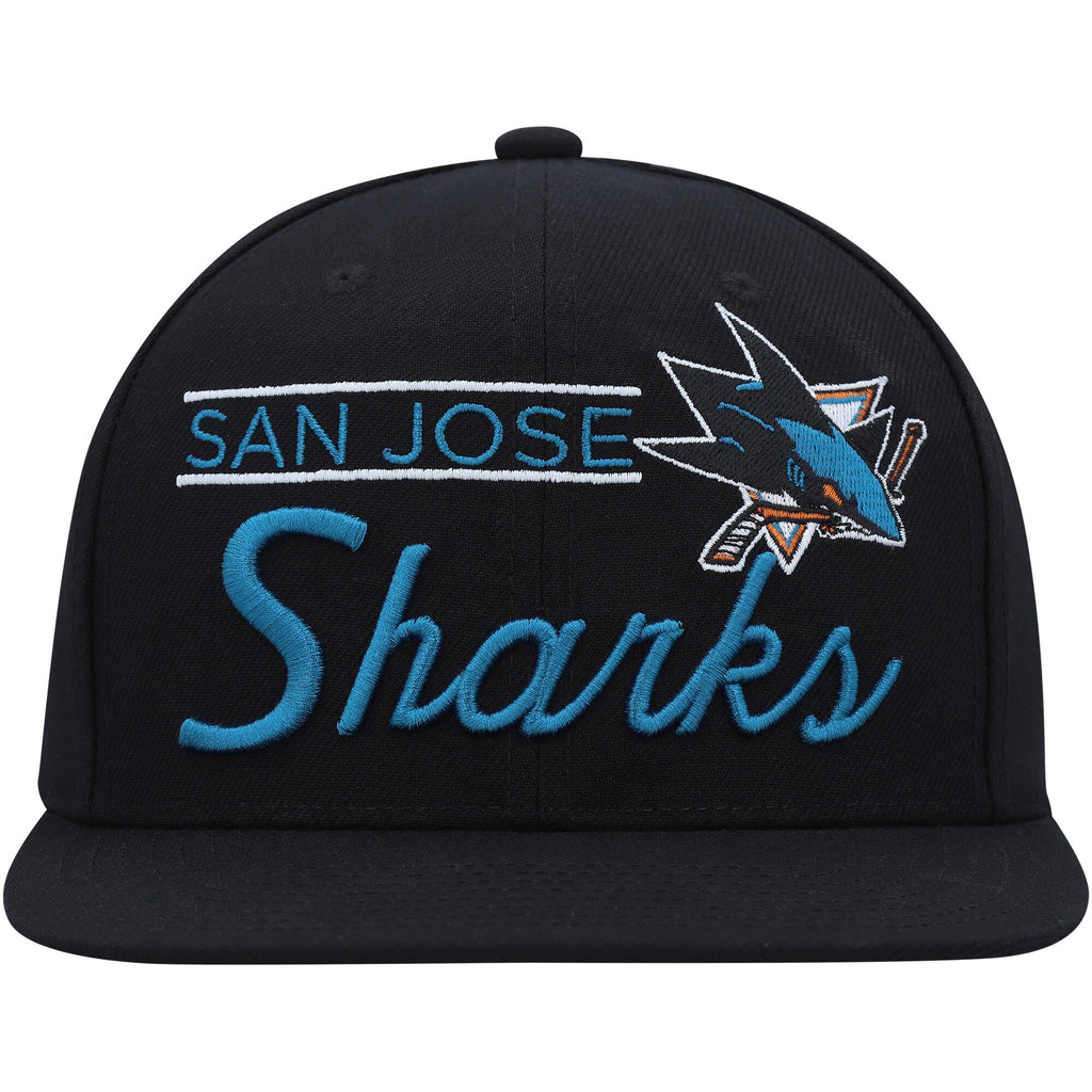 MENS MITCHELL & NESS NHL RETRO LOCK UP SNAPBACK SHARKS - BLACK