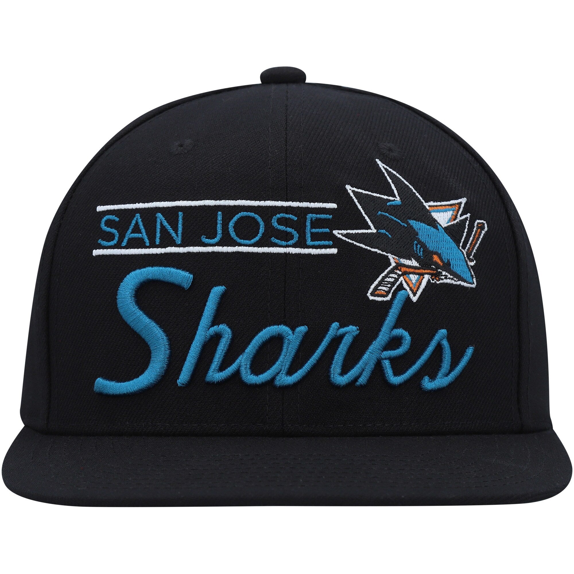 MENS MITCHELL & NESS NHL RETRO LOCK UP SNAPBACK SHARKS - BLACK