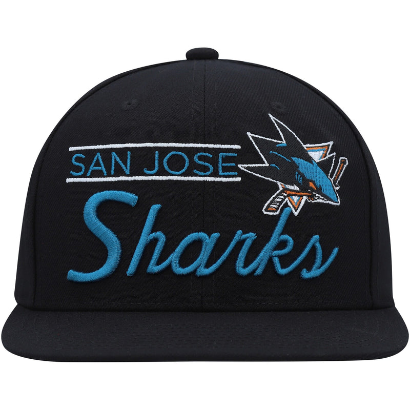 MENS MITCHELL & NESS NHL RETRO LOCK UP SNAPBACK SHARKS - BLACK