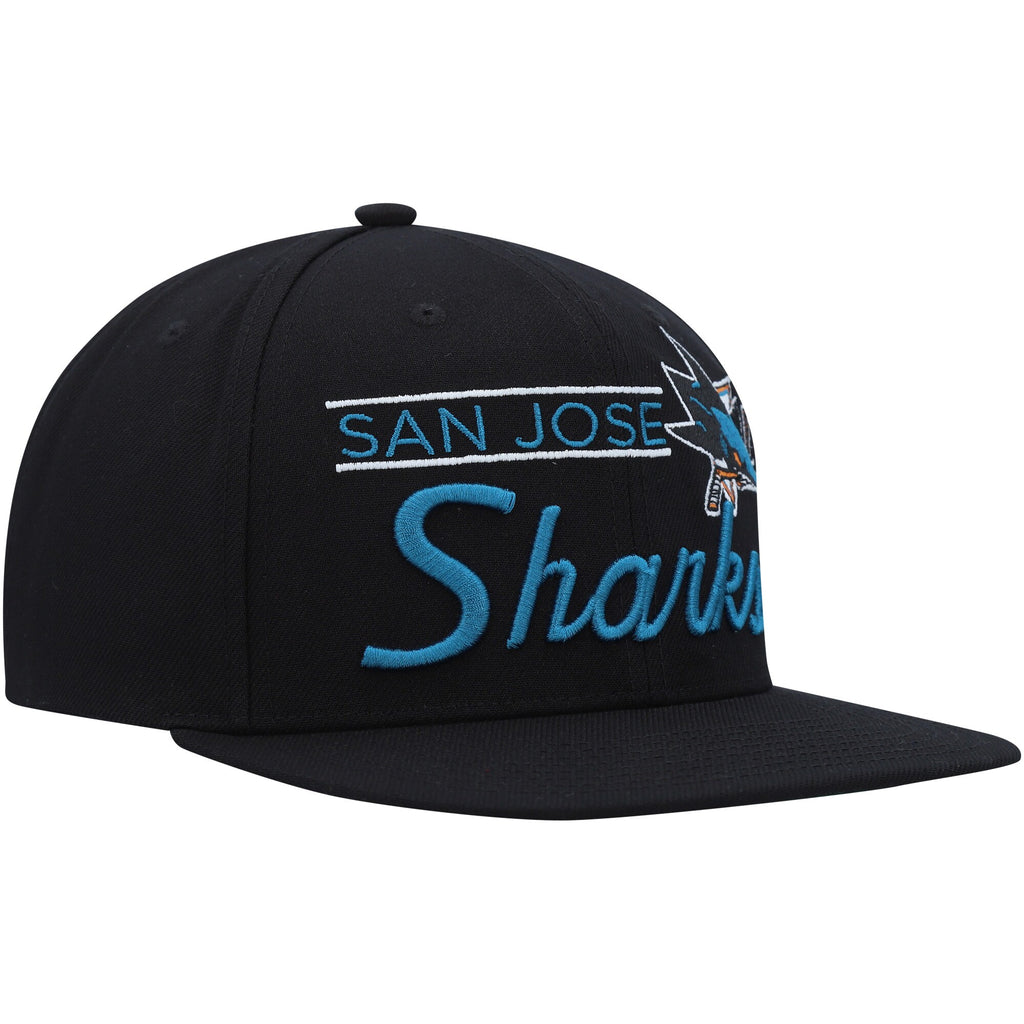 MENS MITCHELL & NESS NHL RETRO LOCK UP SNAPBACK SHARKS - BLACK
