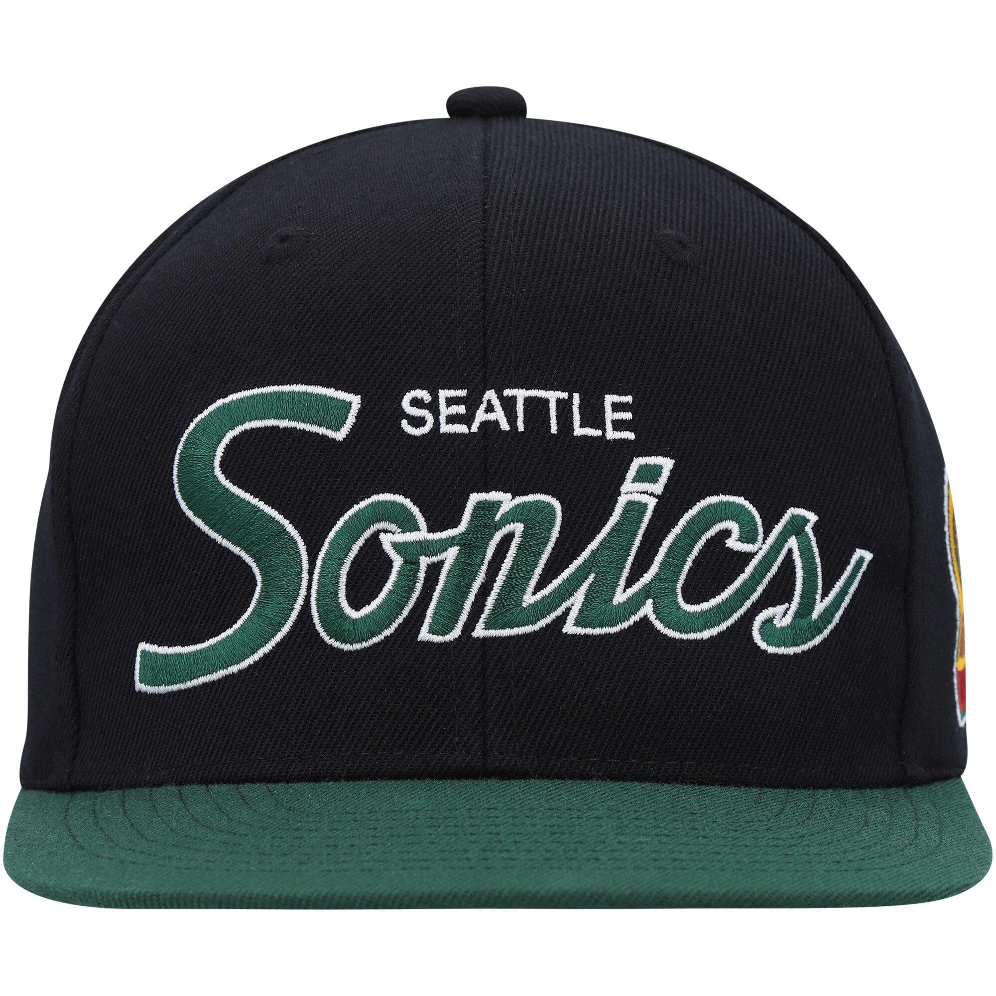MENS MITCHELL & NESS NBA TEAM SCRIPT 2.0 SNAPBACK HWC SUPERSONICS - BLACK