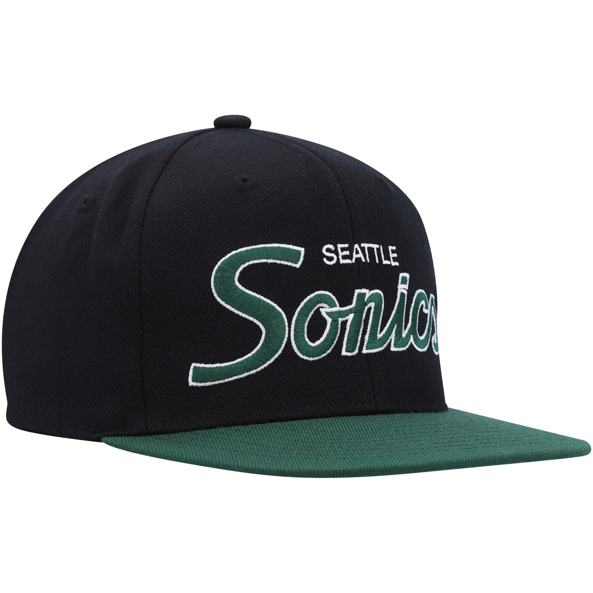 MENS MITCHELL & NESS NBA TEAM SCRIPT 2.0 SNAPBACK HWC SUPERSONICS - BLACK