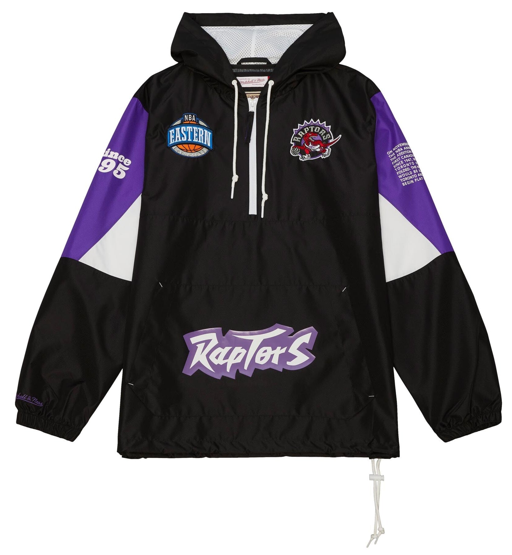 MENS MITCHELL & NESS NBA TEAM ORIGINS PULLOVER ANORAK RAPTORS