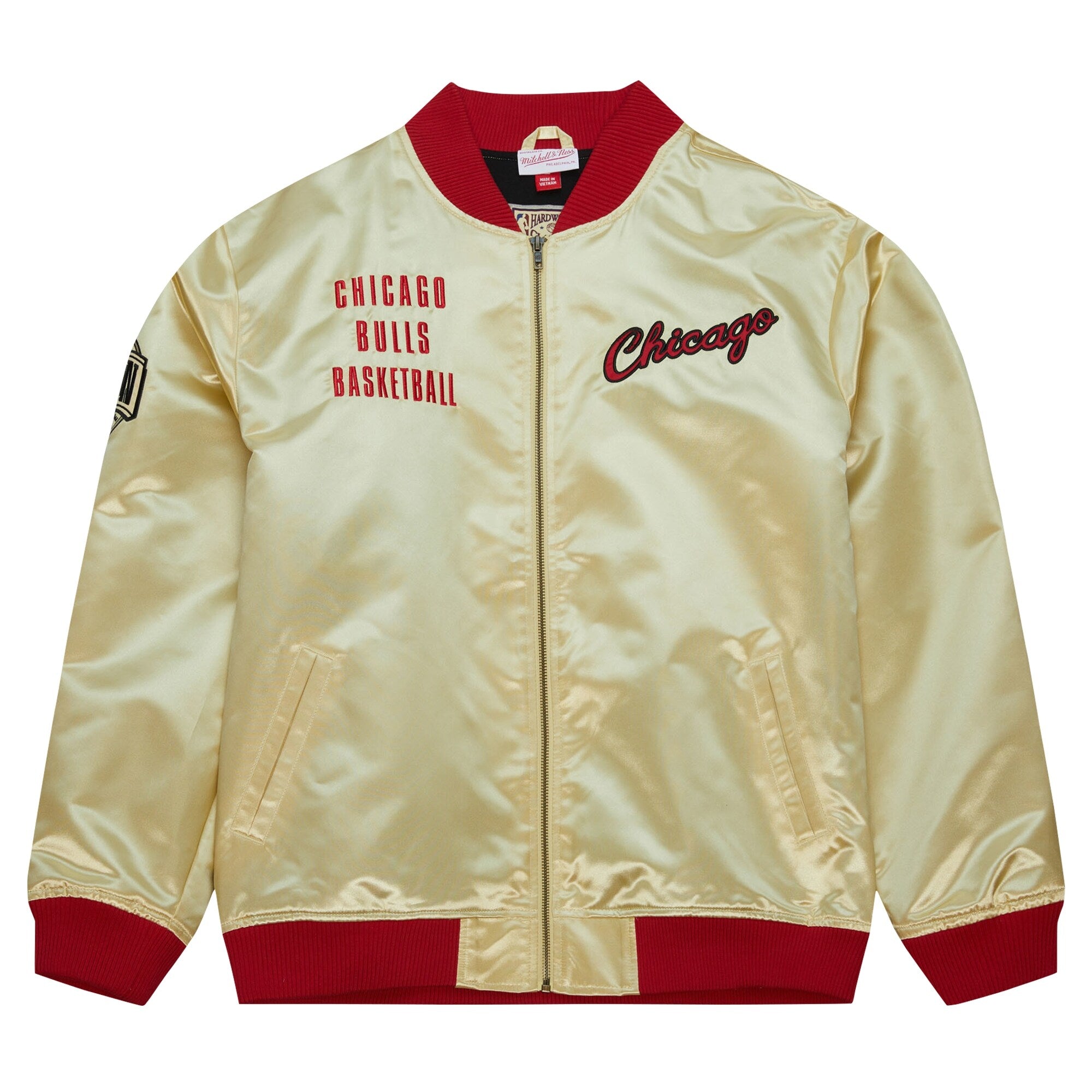 MENS MITCHELL & NESS TEAM OG 2.0 LIGHTWEIGHT SATIN JACKET VINTAGE LOGO BULLS