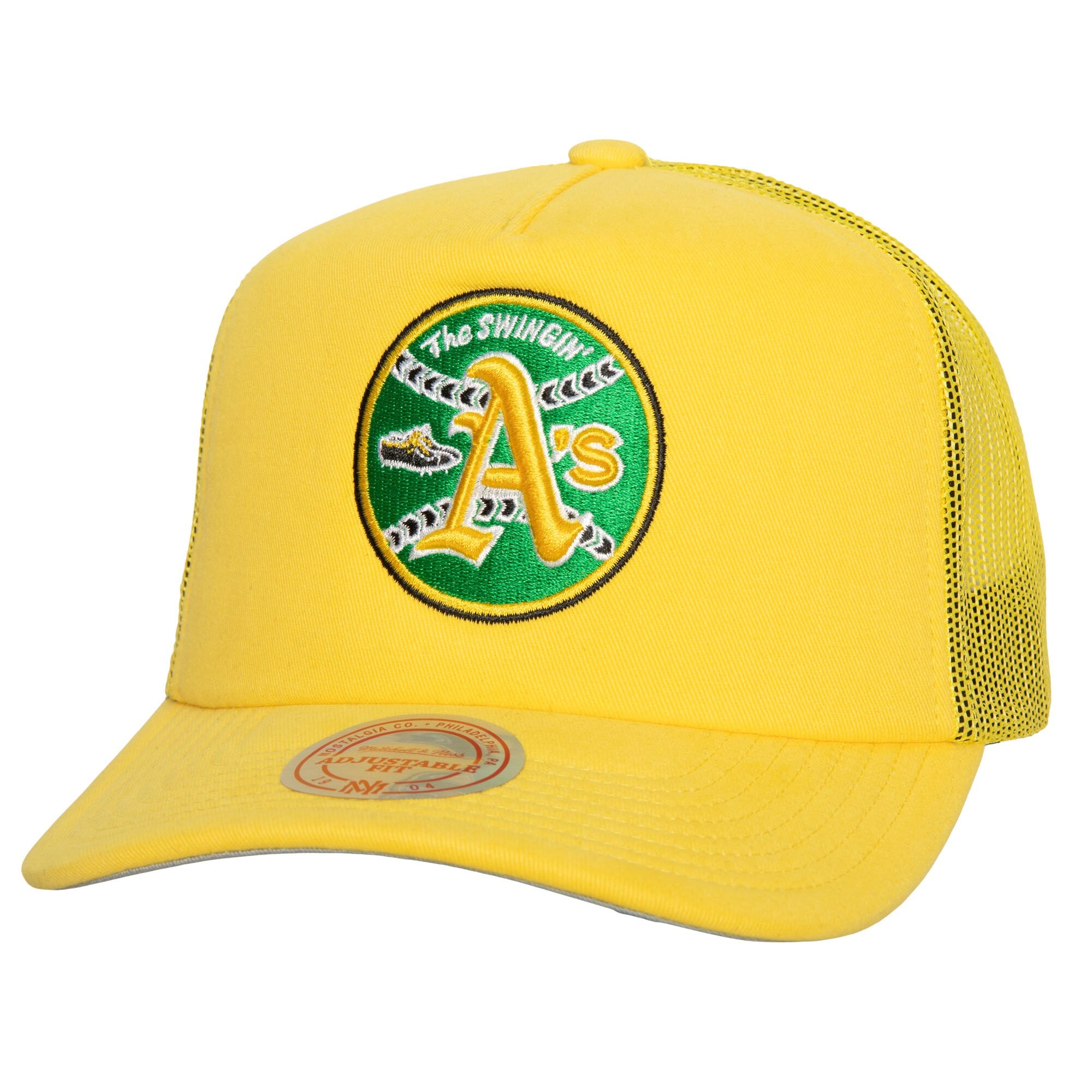 MENS MITCHELL & NESS MLB CURVEBALL TRUCKER COOP ATHLETICS - YELLOW