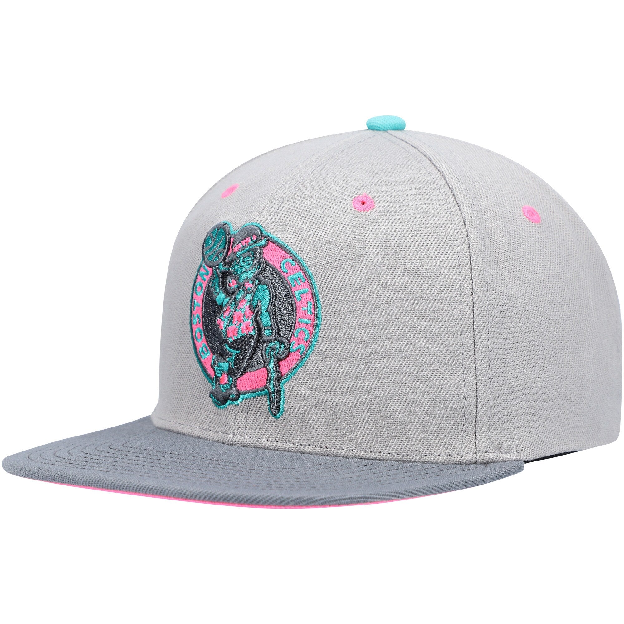 MENS MITCHELL & NESS NBA GRAY WOLF MAGS SNAPBACK CELTICS - LIGHT GREY