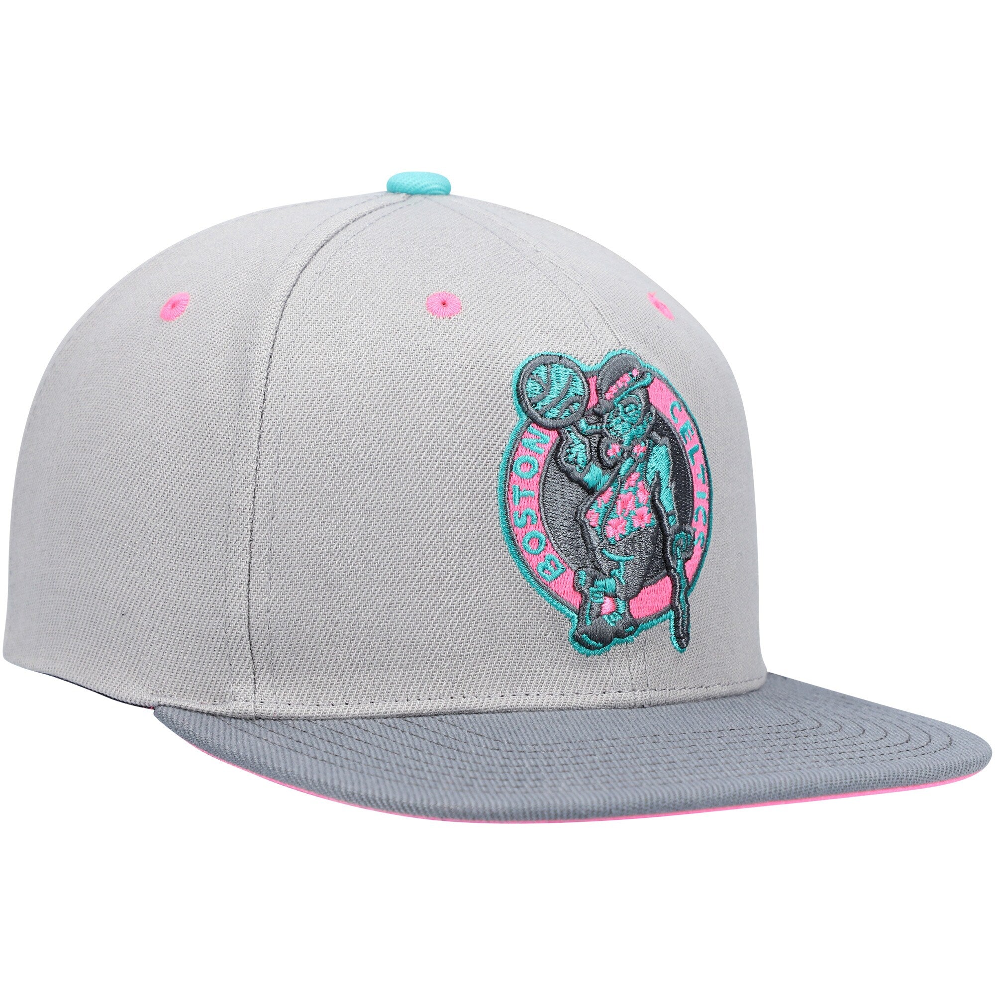 MENS MITCHELL & NESS NBA GRAY WOLF MAGS SNAPBACK CELTICS - LIGHT GREY