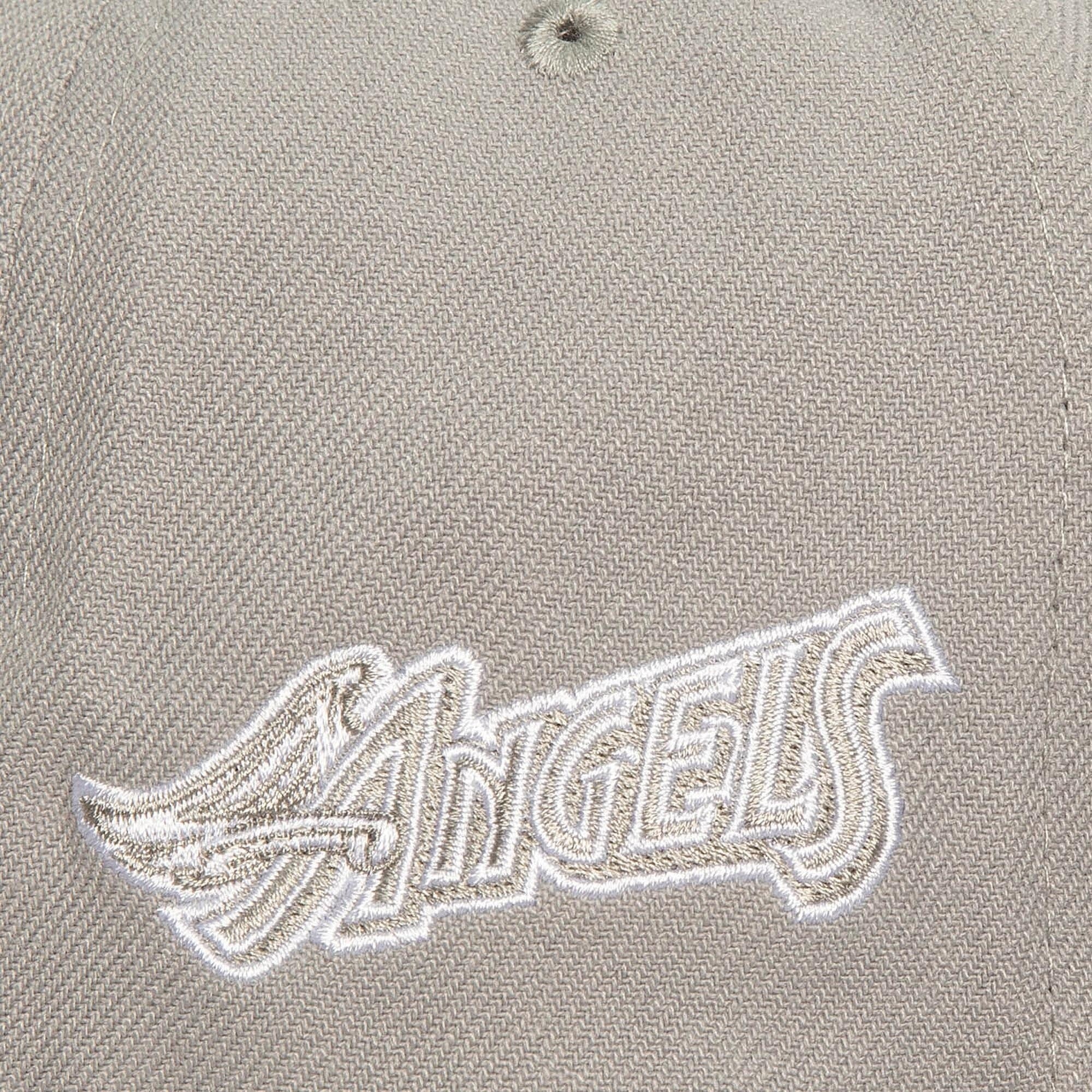 MENS MITCHELL & NESS MLB EVERGREEN GREY WHITE SNAPBACK COOP ANGELS