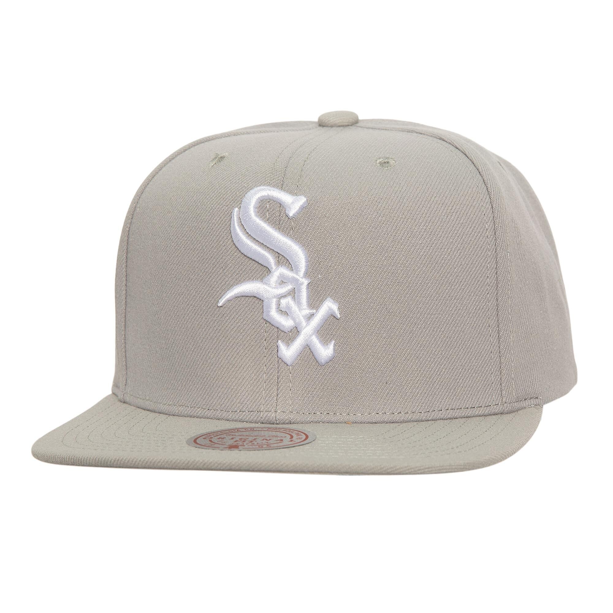 MENS MITCHELL & NESS MLB EVERGREEN GREY WHITE SNAPBACK WHITE SOX