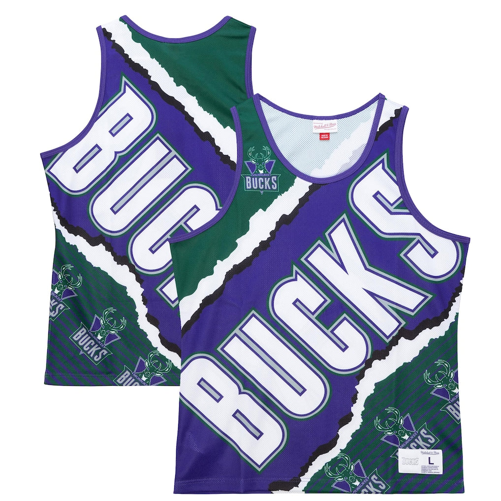 [TMTK1232-MBUYYPPPGNPR] MENS MITCHELL & NESS JUMBOTRON 2.0 SUBLIMATED TANK BUCKS