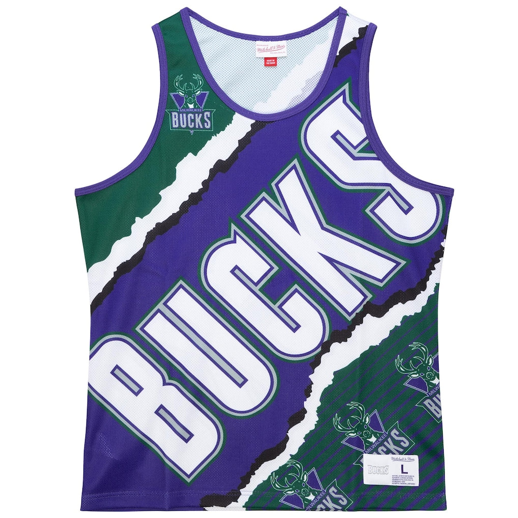 [TMTK1232-MBUYYPPPGNPR] MENS MITCHELL & NESS JUMBOTRON 2.0 SUBLIMATED TANK BUCKS