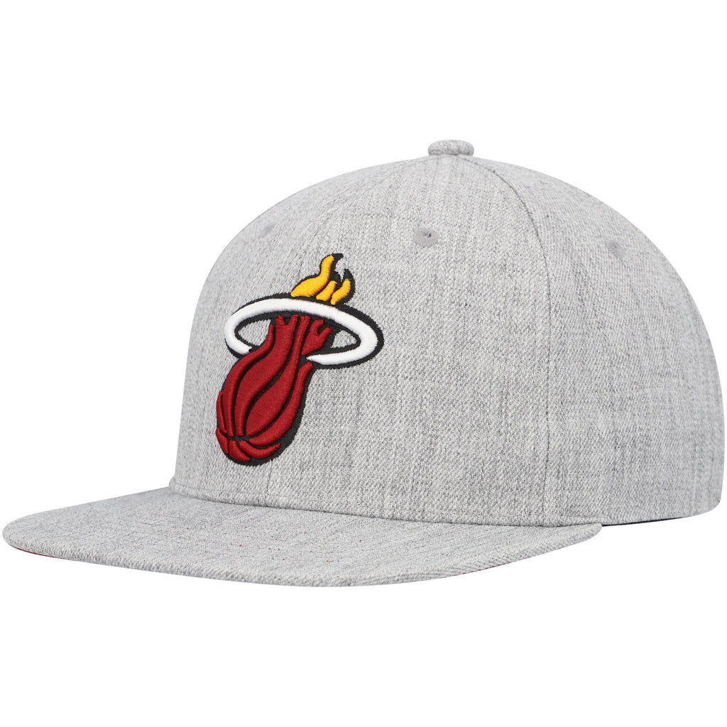MENS MITCHELL & NESS NBA TEAM HEATHER 2.0 SNAPBACK HEAT - GREY HEATHER