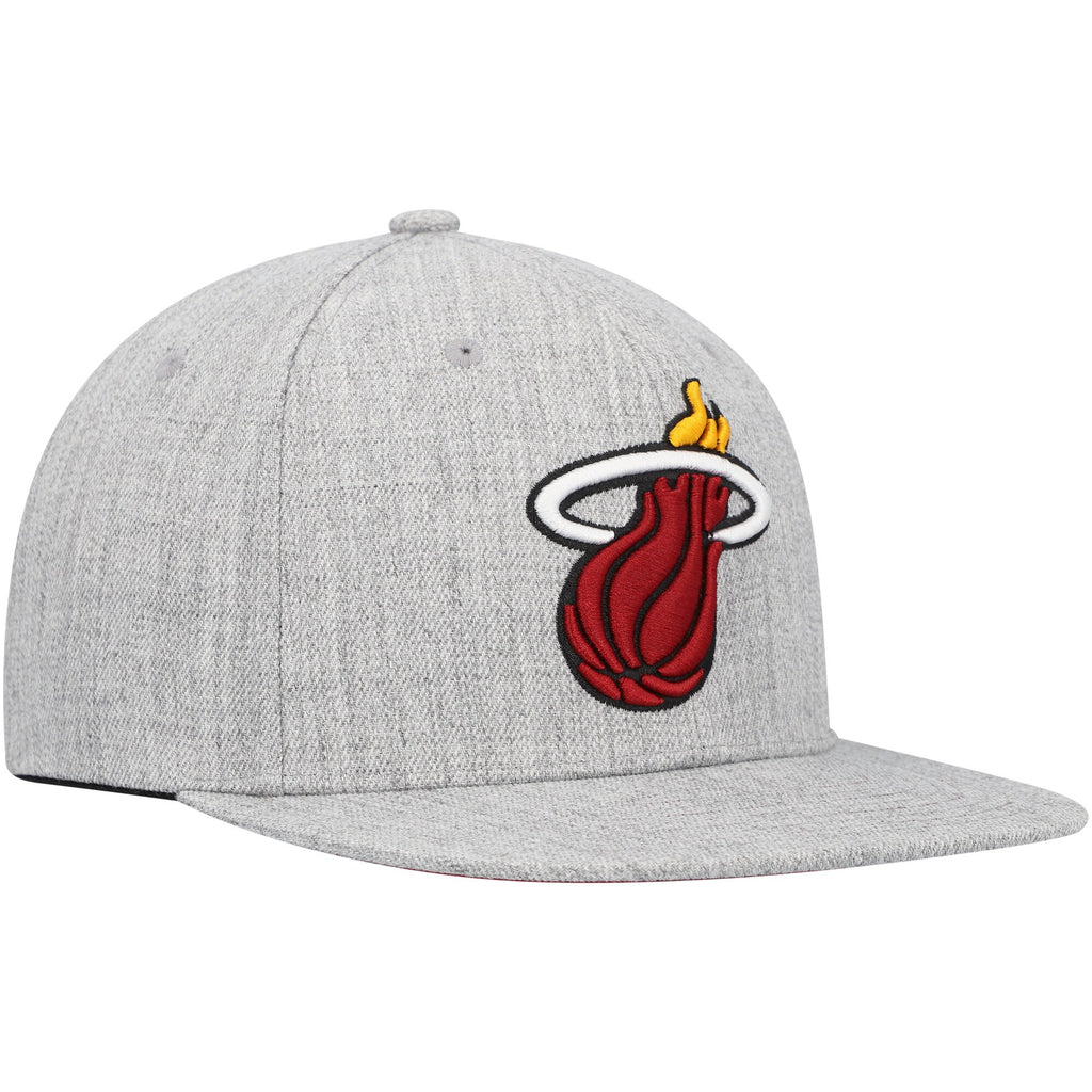 MENS MITCHELL & NESS NBA TEAM HEATHER 2.0 SNAPBACK HEAT - GREY HEATHER