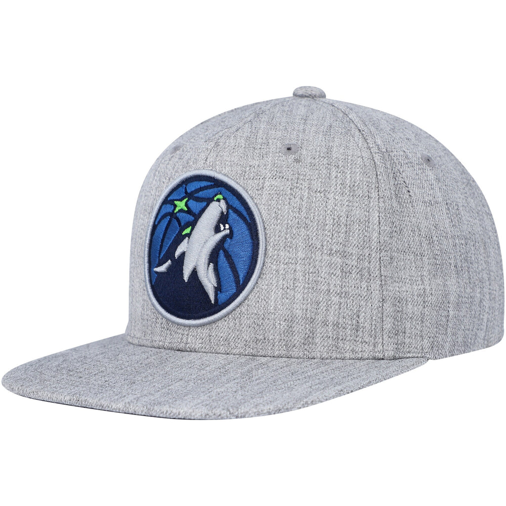 MENS MITCHELL & NESS NBA TEAM HEATHER 2.0 SNAPBACK TIMBERWOLVES - GREY HEATHER