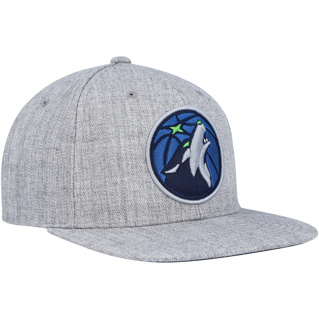 MENS MITCHELL & NESS NBA TEAM HEATHER 2.0 SNAPBACK TIMBERWOLVES - GREY HEATHER