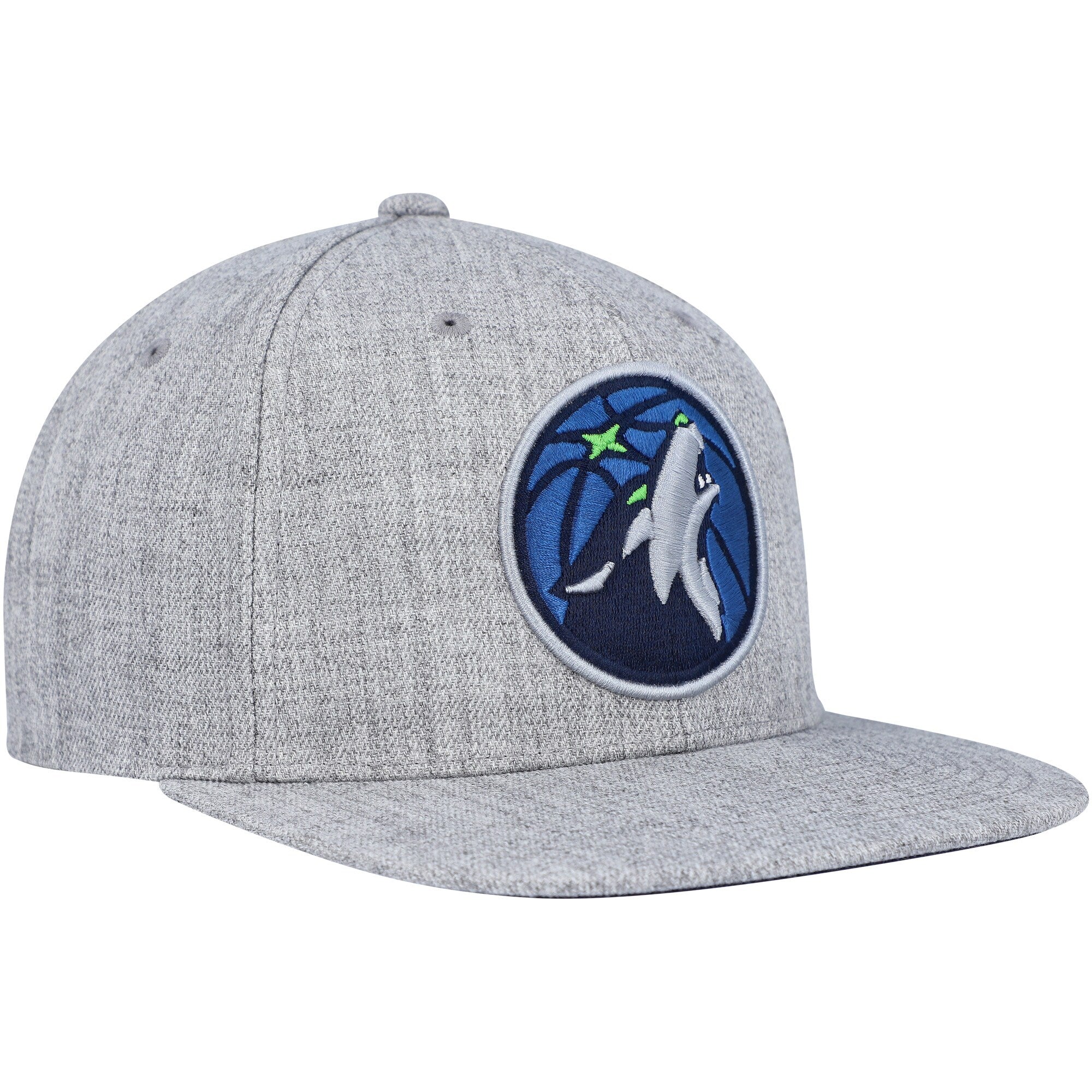MENS MITCHELL & NESS NBA TEAM HEATHER 2.0 SNAPBACK TIMBERWOLVES - GREY HEATHER
