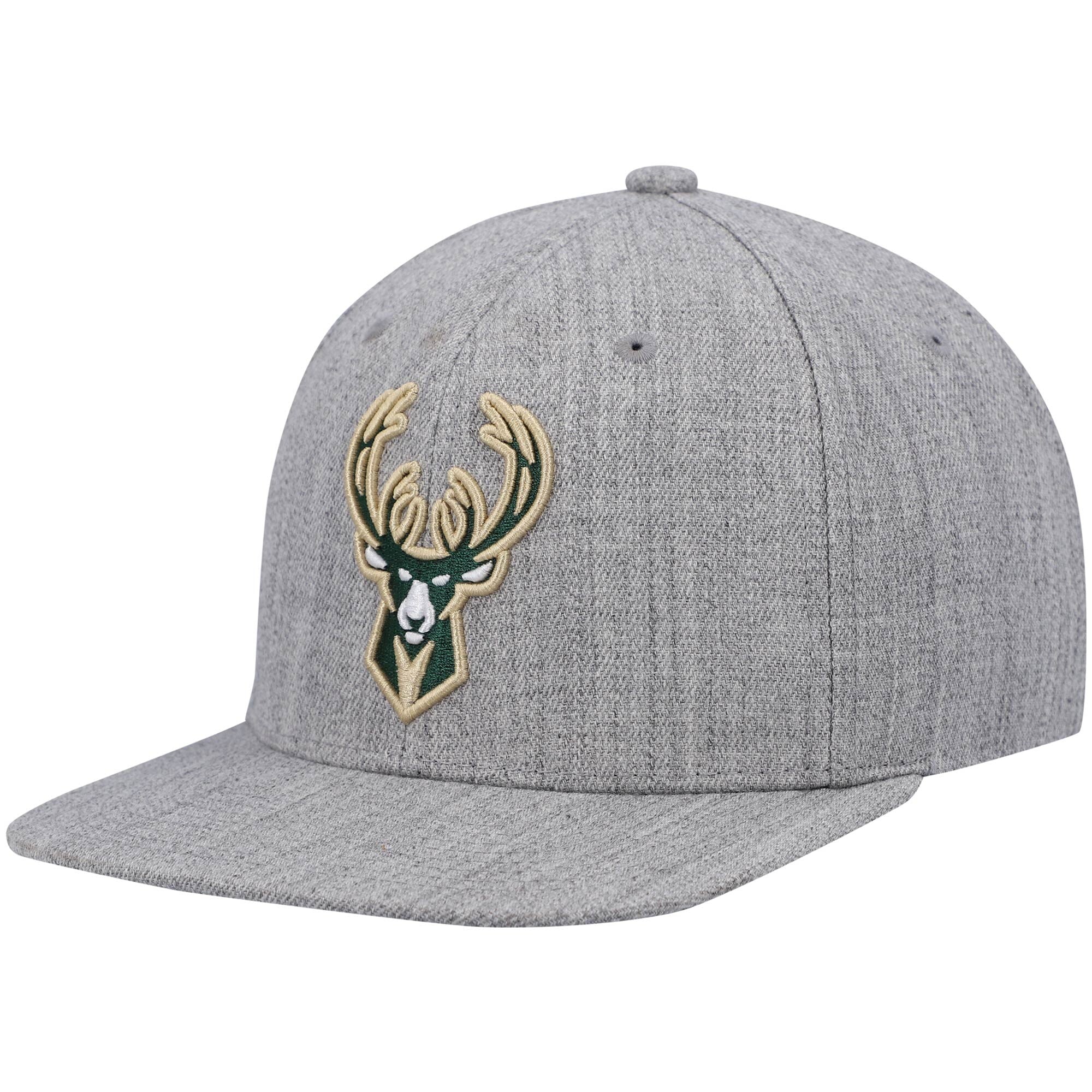 MENS MITCHELL & NESS NBA TEAM HEATHER 2.0 SNAPBACK BUCKS - GREY HEATHER
