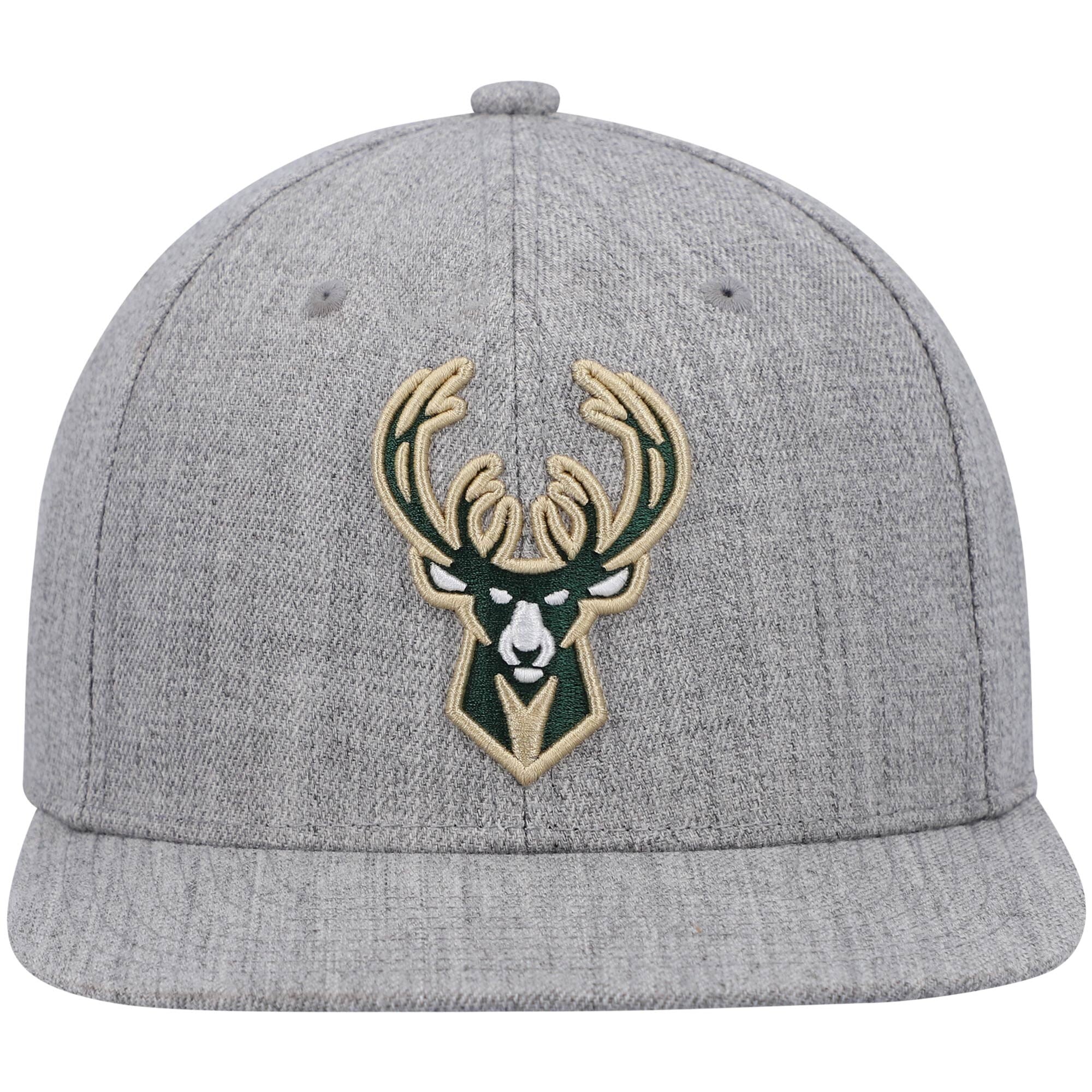 MENS MITCHELL & NESS NBA TEAM HEATHER 2.0 SNAPBACK BUCKS - GREY HEATHER