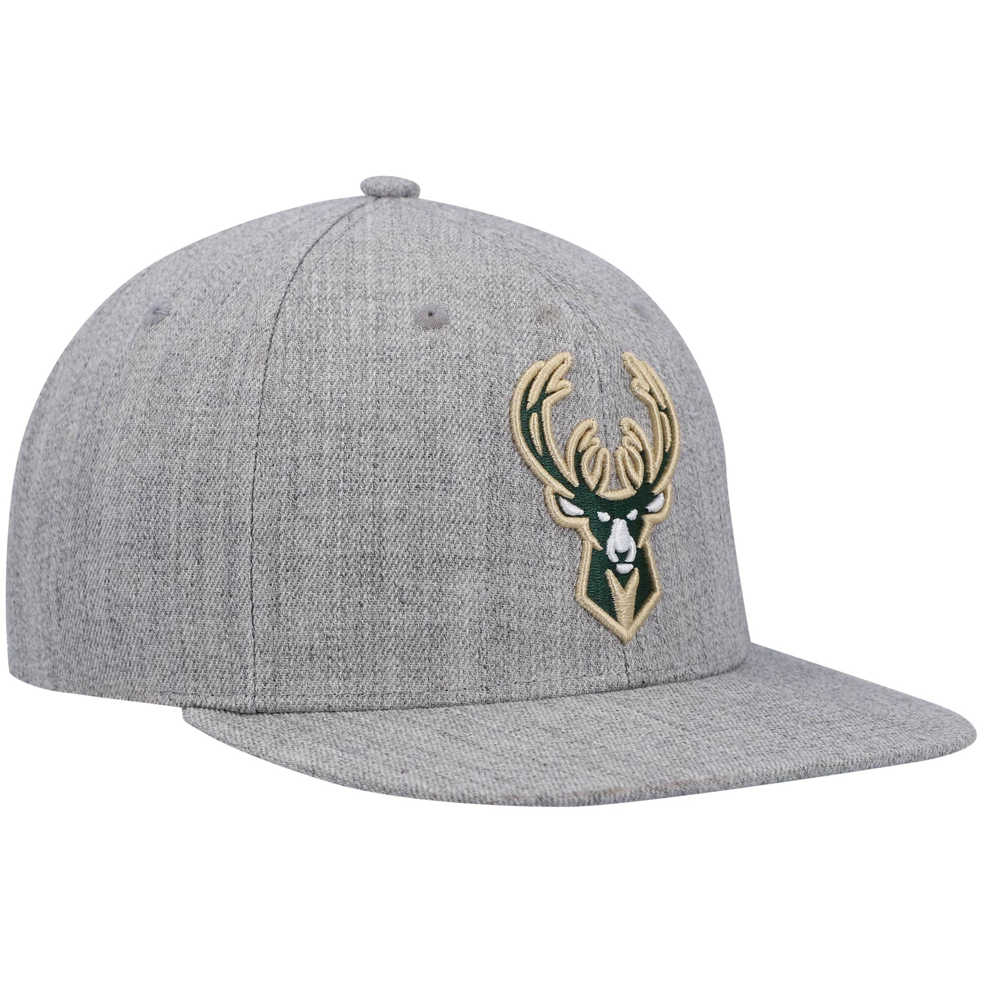 MENS MITCHELL & NESS NBA TEAM HEATHER 2.0 SNAPBACK BUCKS - GREY HEATHER