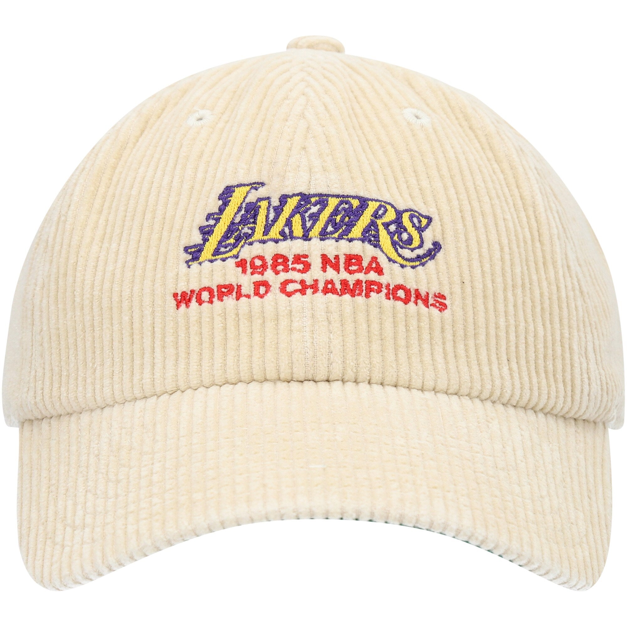 MENS MITCHELL & NESS NBA 1985 WORLD CHAMPS DAD STRAPBACK HWC LAKERS - KHAKI