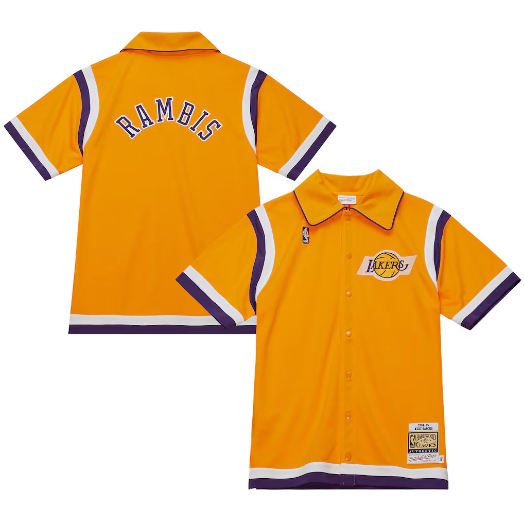 Mens Mitchell & Ness NBA AUTHENTIC SHOOTING SHIRT LAKERS 1987 KURT RAMBIS