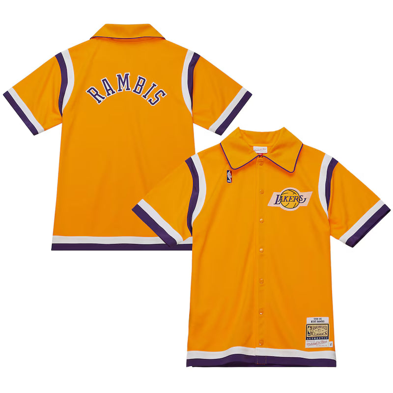 Mens Mitchell & Ness NBA AUTHENTIC SHOOTING SHIRT LAKERS 1987 KURT RAMBIS
