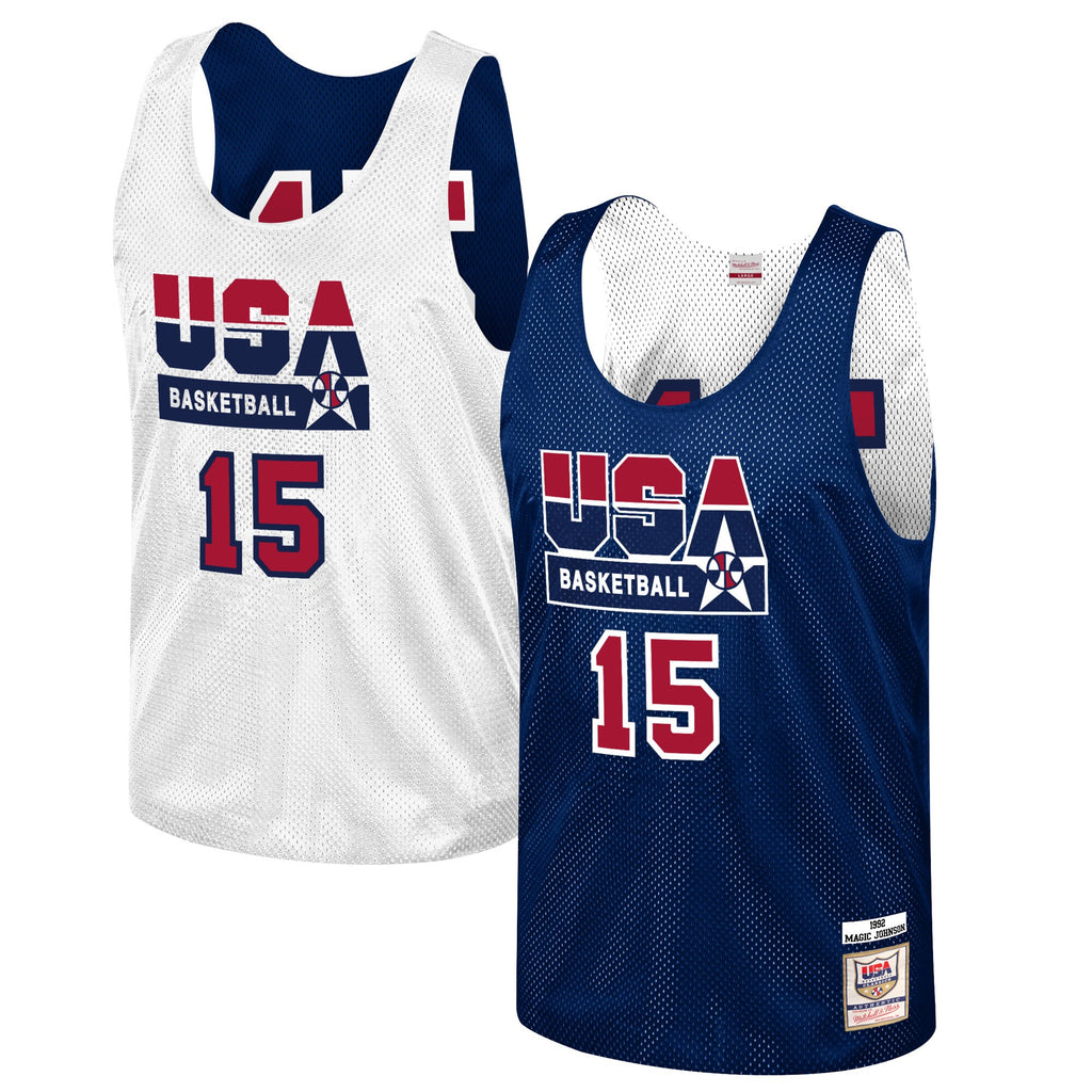 MENS MITCHELL & NESS NBA AUTHENTIC REVERSIBLE JERSEY TEAM USA 1992 MAGIC JOHNSON
