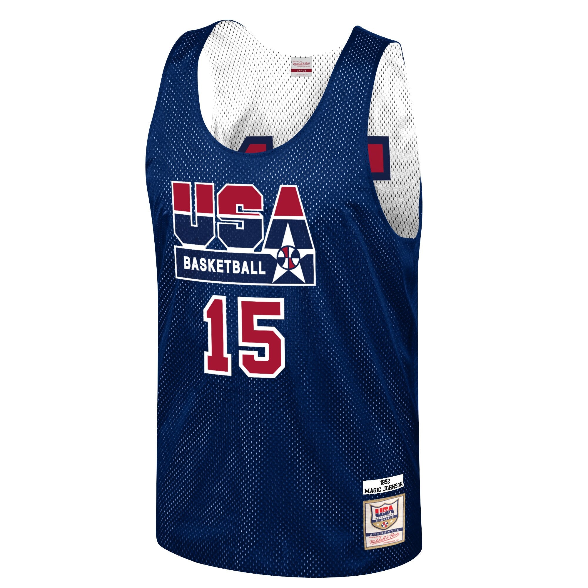 MENS MITCHELL & NESS NBA AUTHENTIC REVERSIBLE JERSEY TEAM USA 1992 MAGIC JOHNSON