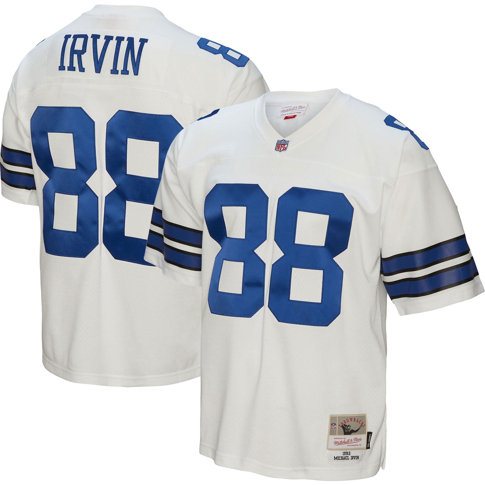 Mens Mitchell & Ness NFL WHITE JERSEY COWBOYS 1992 MICHAEL IRVIN