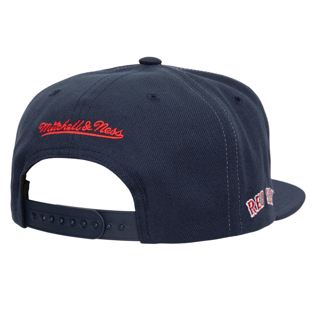 MENS MITCHELL & NESS MLB FULL FRONTAL SNAPBACK RED SOX - NAVY