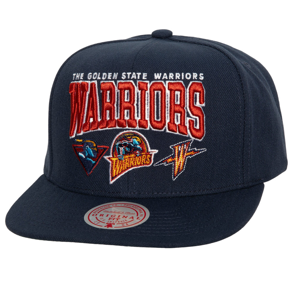 MENS MITCHELL & NESS NBA CHAMP STACK SNAPBACK HWC WARRIORS - NAVY