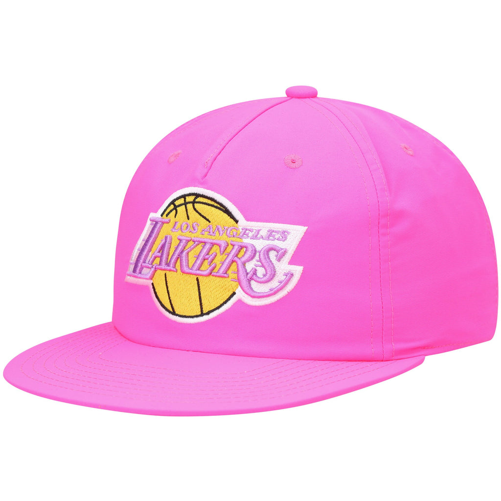 MENS MITCHELL & NESS NBA NEON NYLON SNAPBACK HWC LAKERS - PINK