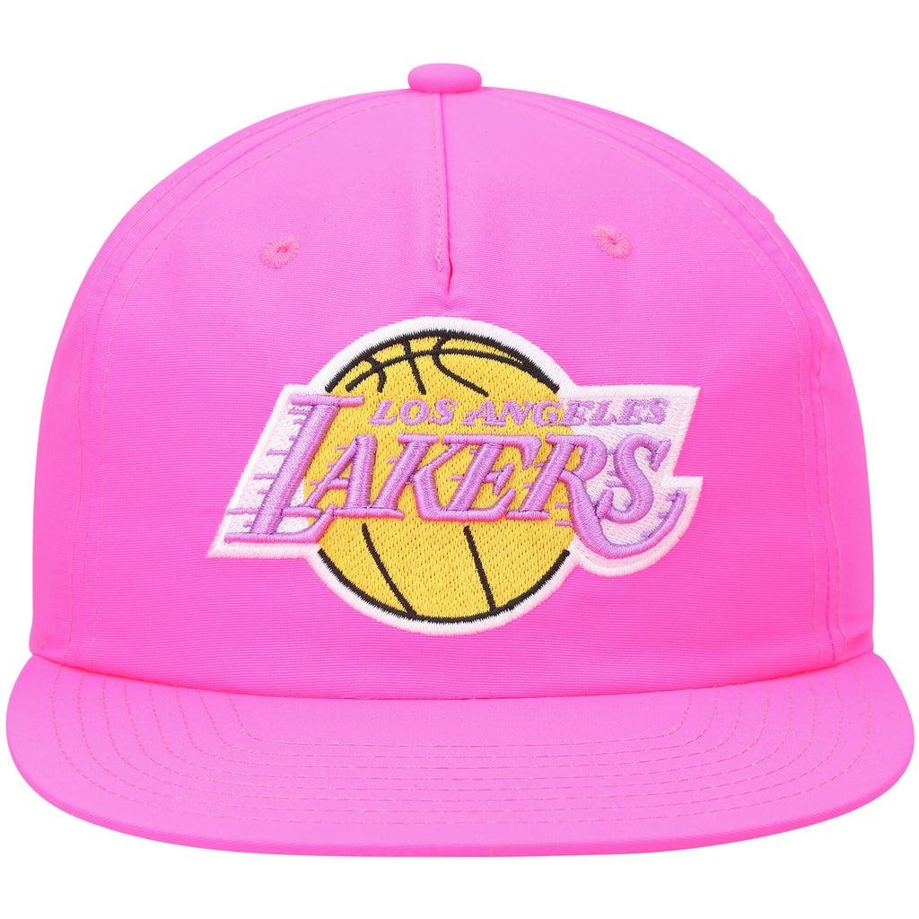 MENS MITCHELL & NESS NBA NEON NYLON SNAPBACK HWC LAKERS - PINK