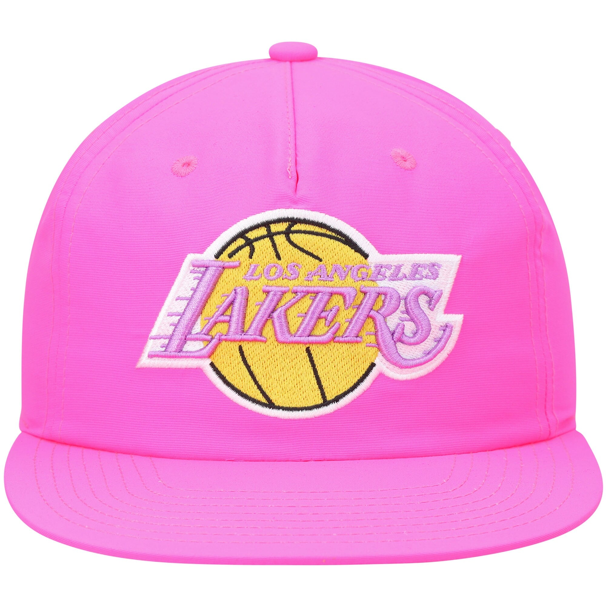 MENS MITCHELL & NESS NBA NEON NYLON SNAPBACK HWC LAKERS - PINK