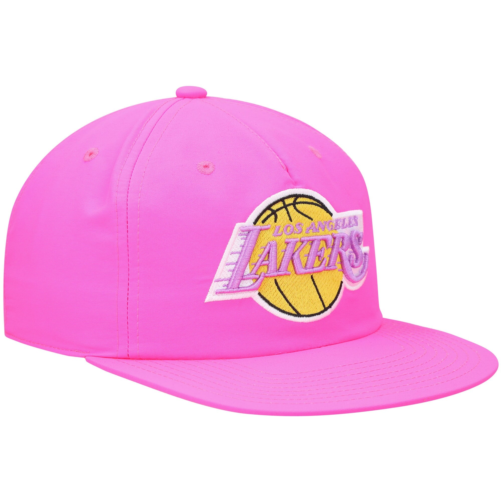 MENS MITCHELL & NESS NBA NEON NYLON SNAPBACK HWC LAKERS - PINK