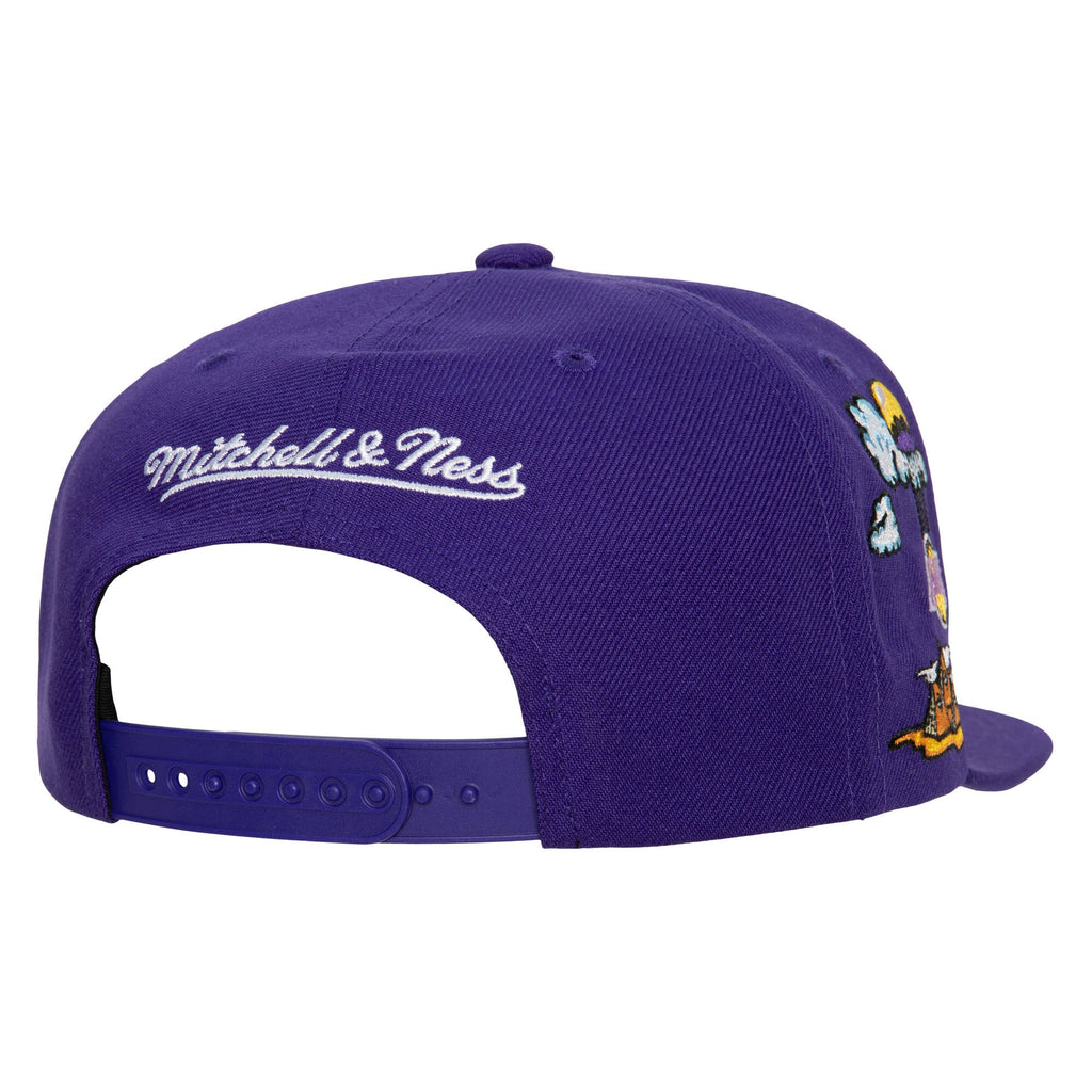 MENS MITCHELL & NESS NBA PSYCHEDELIC SNAPBACK HWC LAKERS - PURPLE