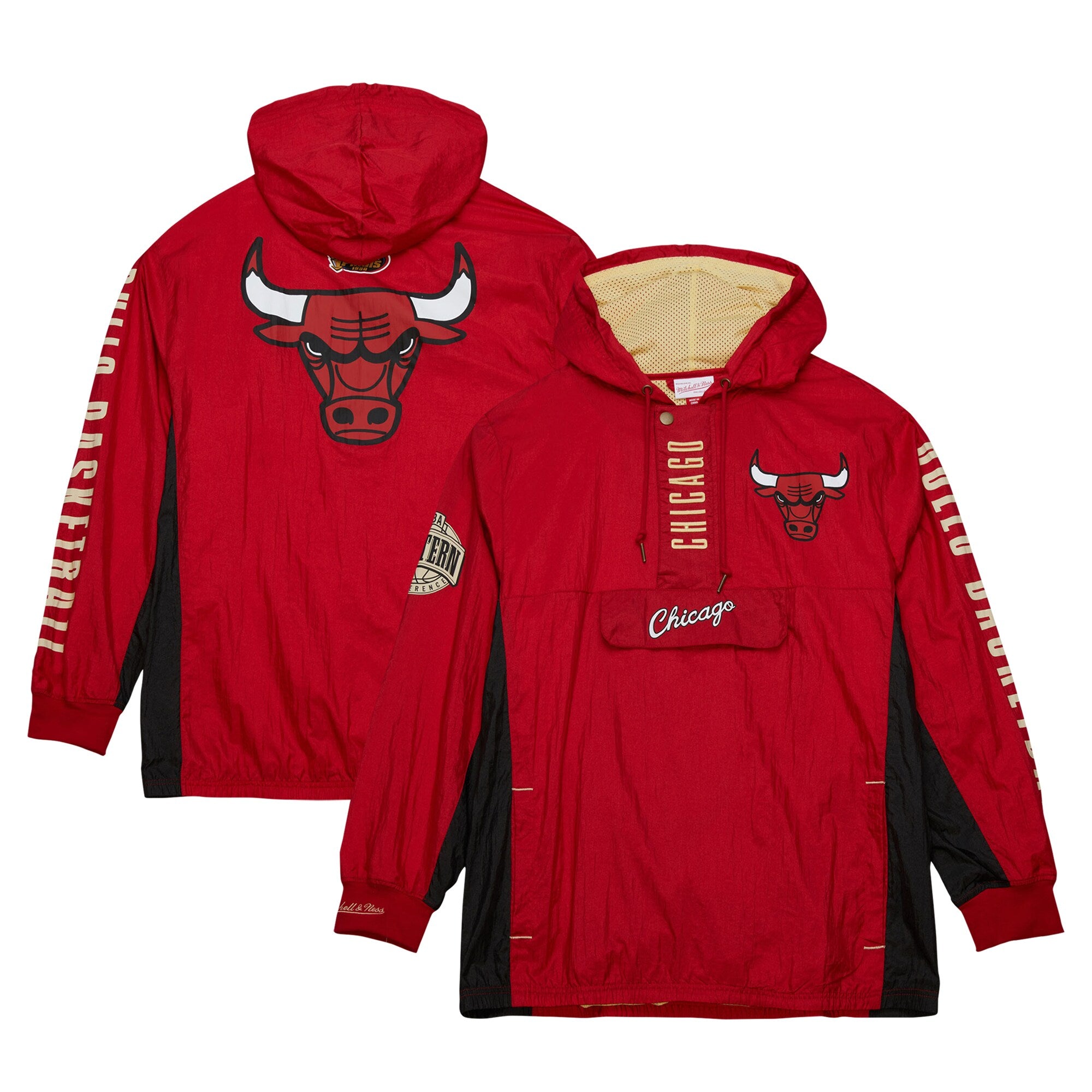 MENS MITCHELL & NESS NBA TEAM OG 2.0 ANORAK WINDBREAKER VINTAGE LOGO BULLS
