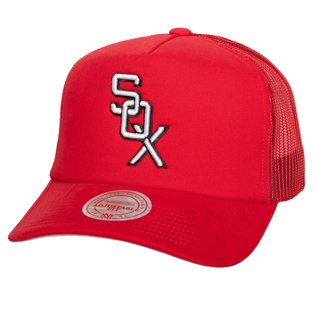 MENS MITCHELL & NESS MLB CURVEBALL TRUCKER COOP WHITE SOX - RED