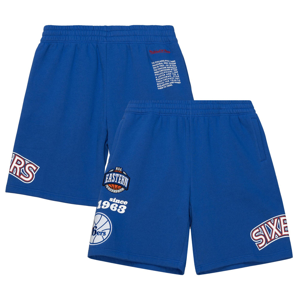 MENS MITCHELL & NESS NBA TEAM ORIGINS FLEECE SHORTS 76ERS