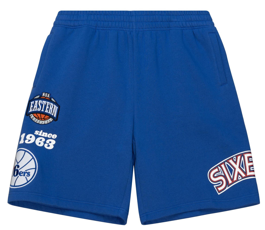 MENS MITCHELL & NESS NBA TEAM ORIGINS FLEECE SHORTS 76ERS