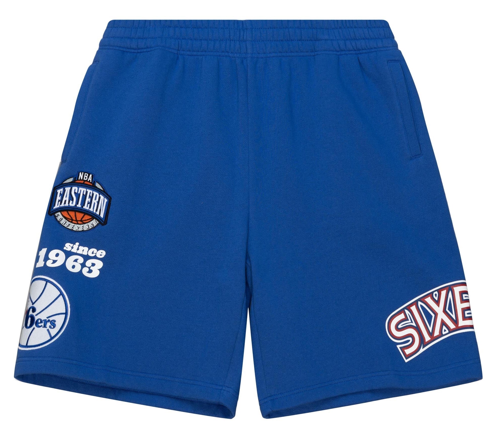 MENS MITCHELL & NESS NBA TEAM ORIGINS FLEECE SHORTS 76ERS