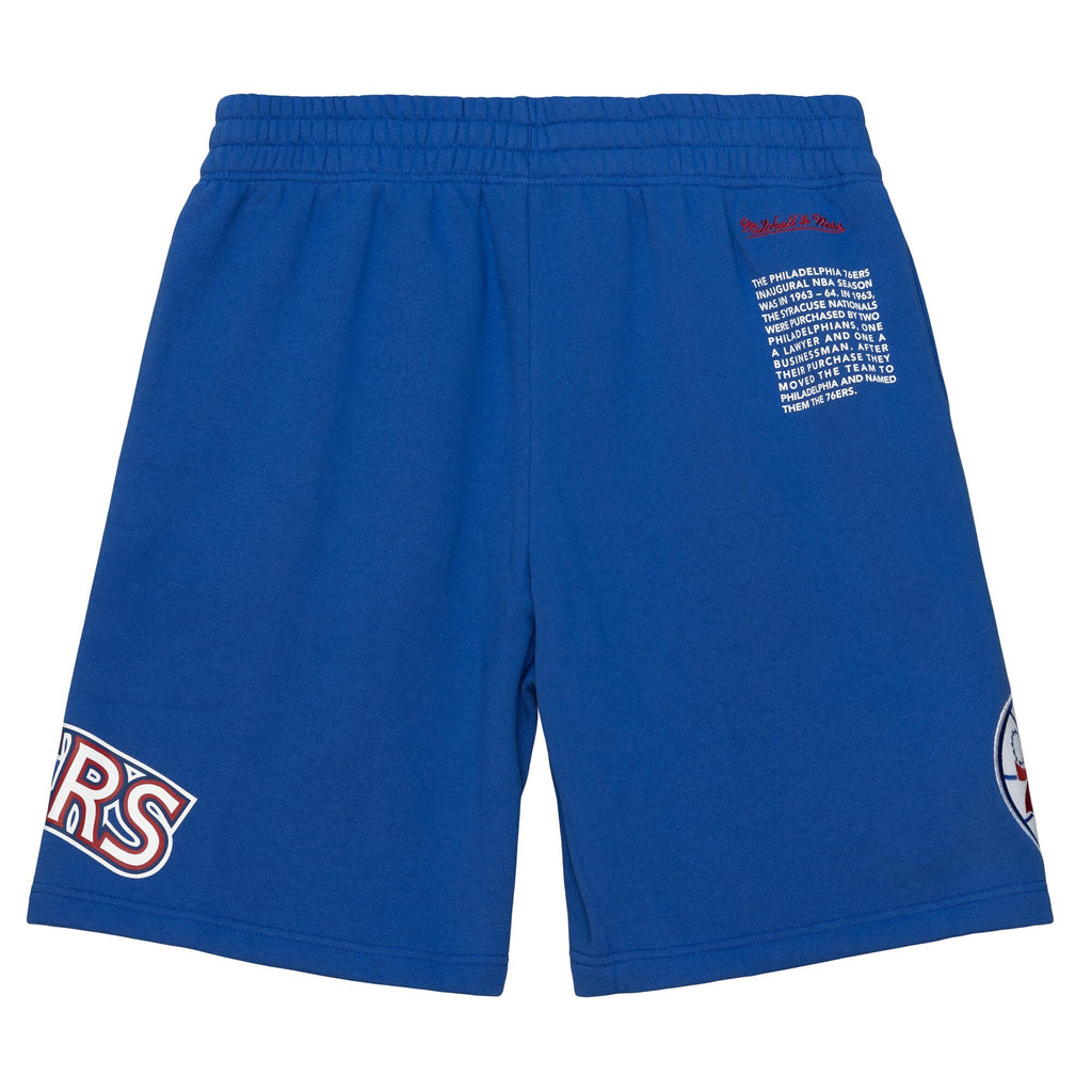MENS MITCHELL & NESS NBA TEAM ORIGINS FLEECE SHORTS 76ERS