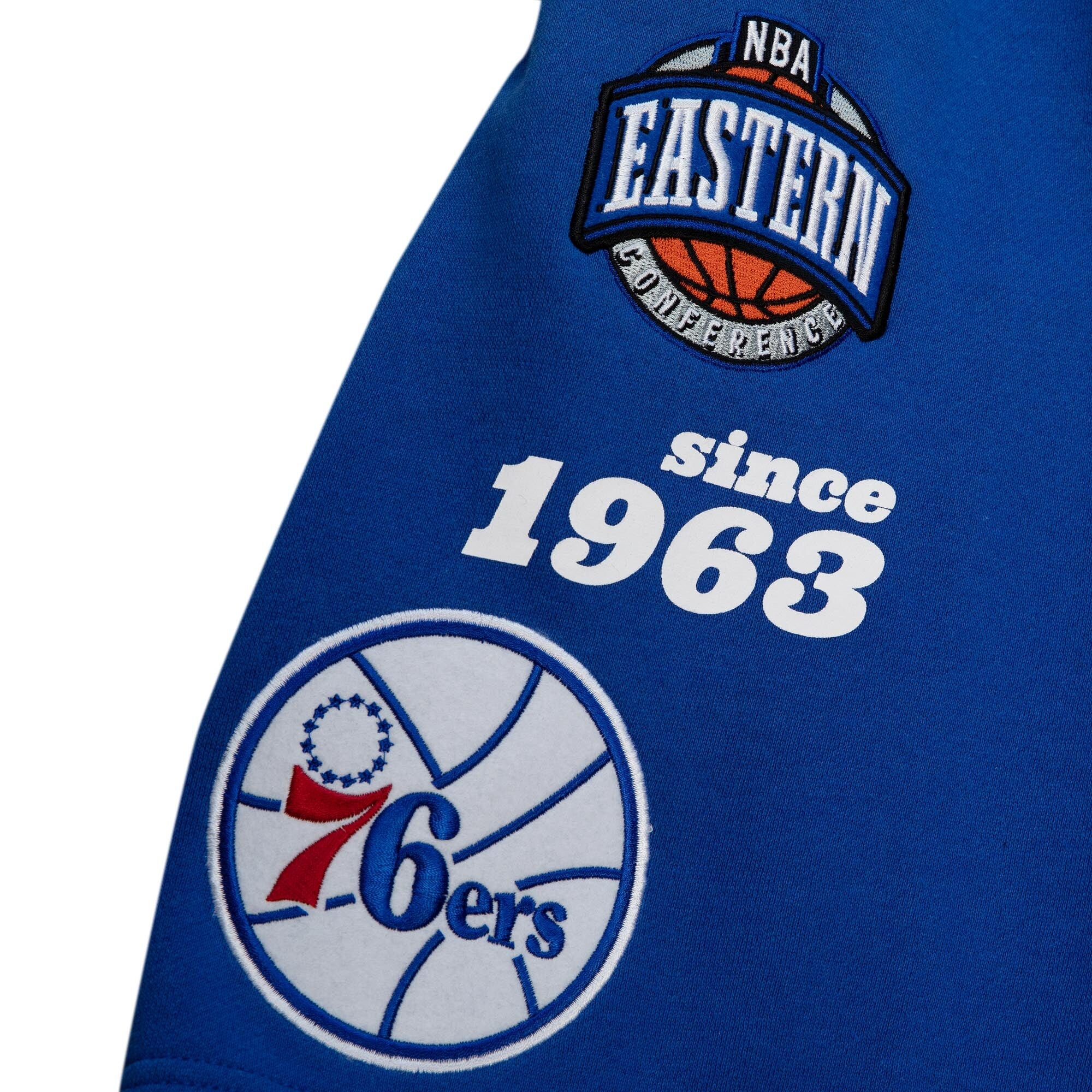 MENS MITCHELL & NESS NBA TEAM ORIGINS FLEECE SHORTS 76ERS