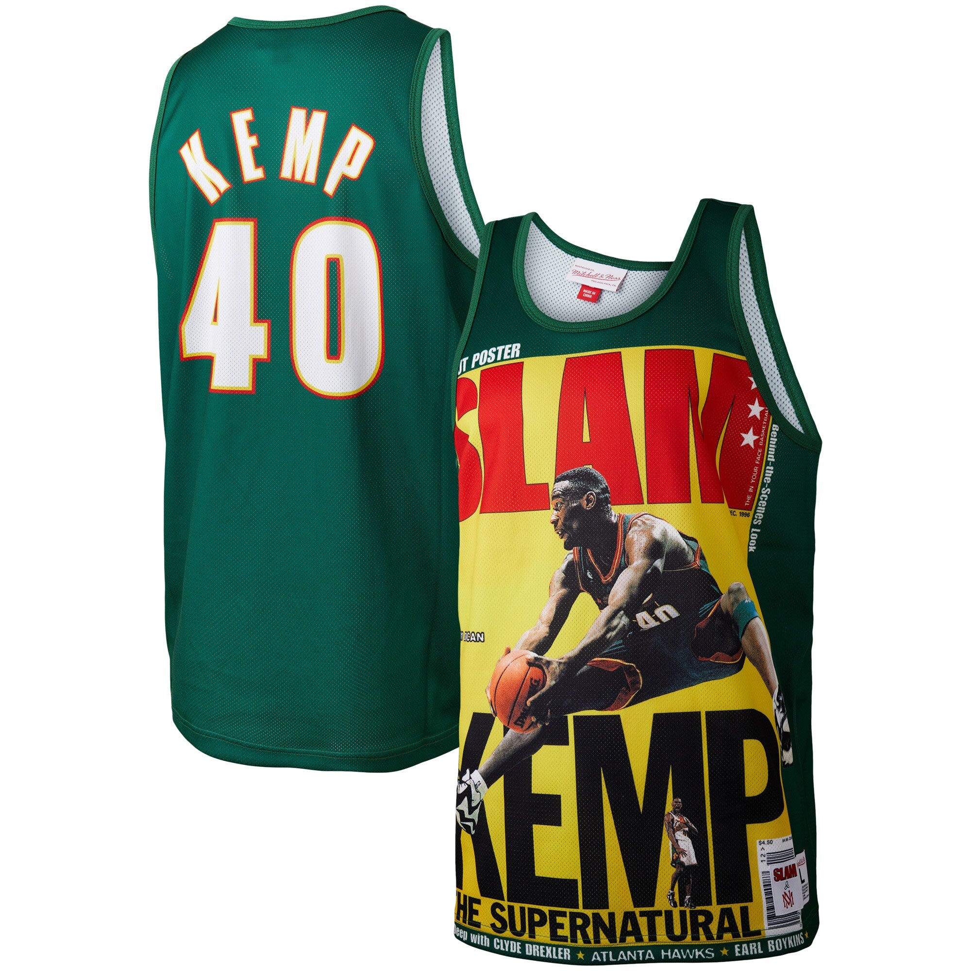 MENS MITCHELL & NESS SLAM SUBLIMATED TANK SUPERSONICS SHAWN KEMP