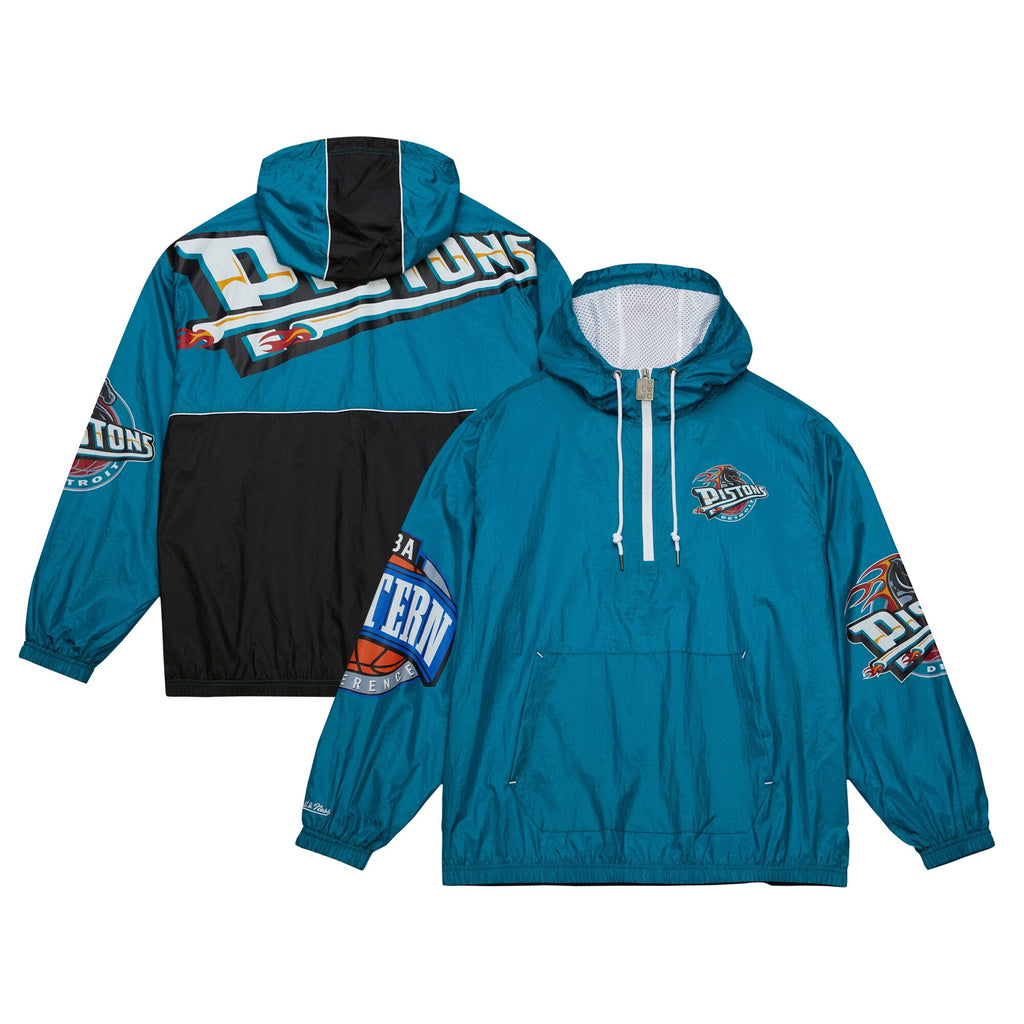 MENS MITCHELL & NESS NBA TEAM OG ANORAK WINDBREAKER PISTONS
