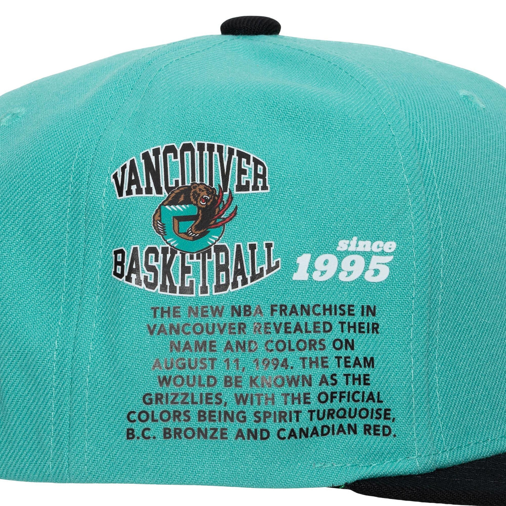 MENS MITCHELL & NESS NBA TEAM ORIGINS SNAPBACK HWC GRIZZLIES - TEAL