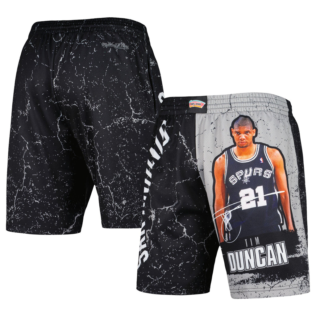 MENS MITCHELL & NESS NBA PLAYER BURST MESH SHORTS SPURS TIM DUNCAN