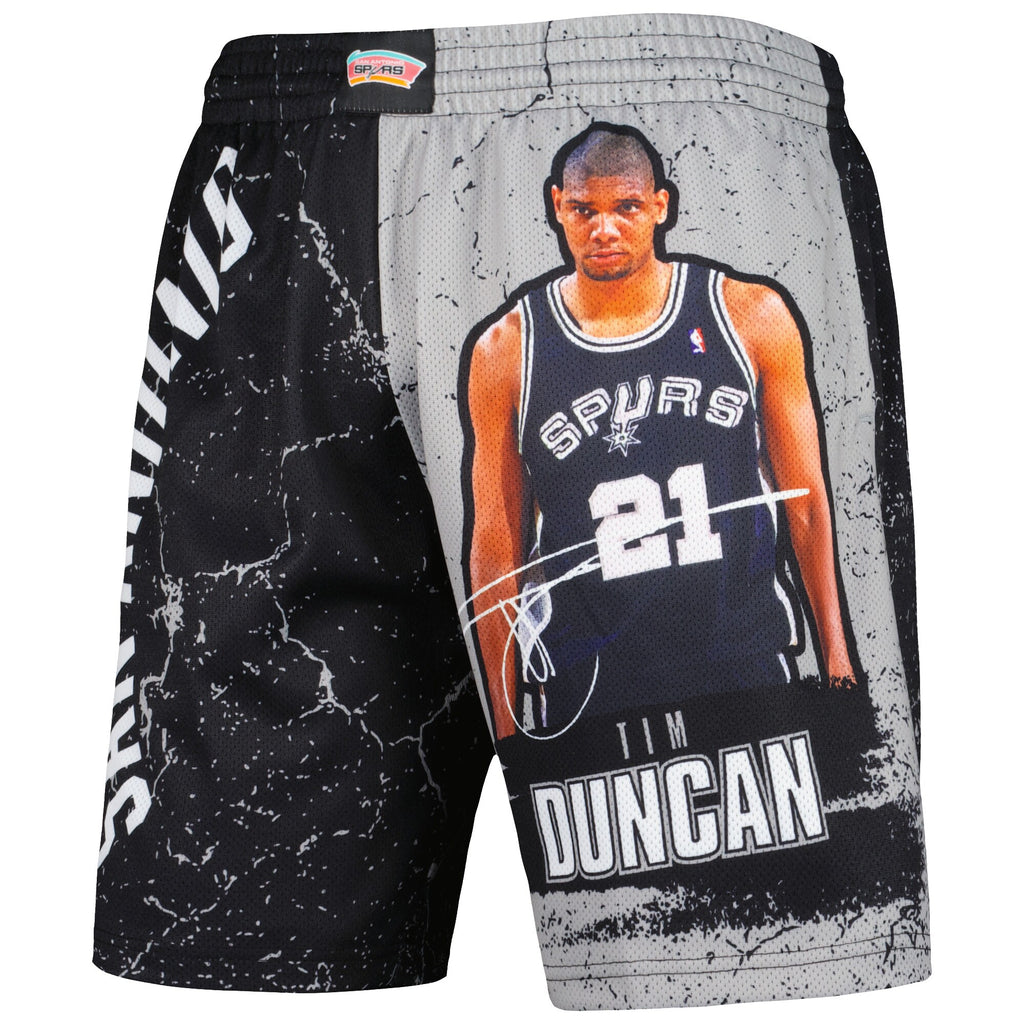 MENS MITCHELL & NESS NBA PLAYER BURST MESH SHORTS SPURS TIM DUNCAN