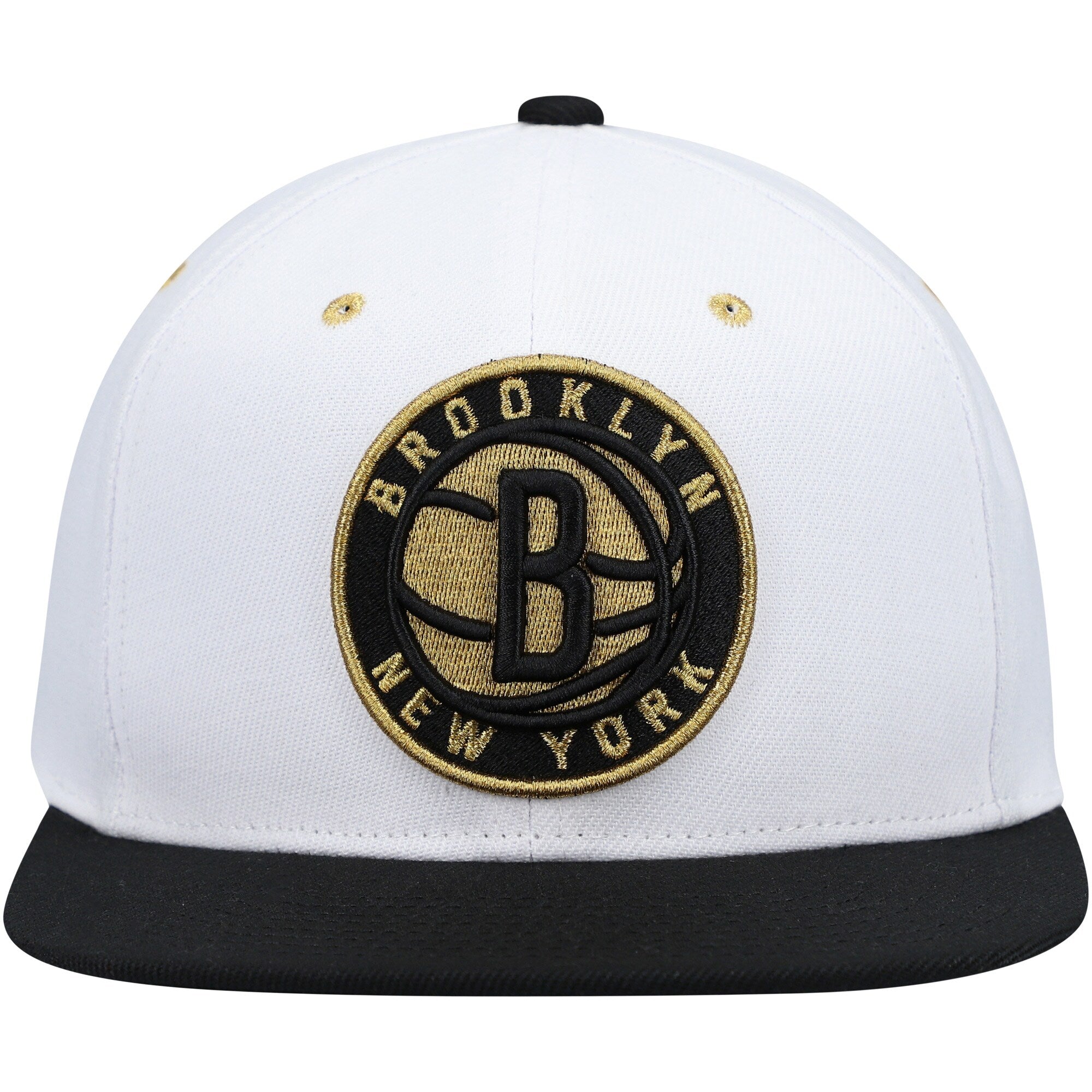 MENS MITCHELL & NESS NBA WHITE GOLD POP SNAPBACK NETS - WHITE